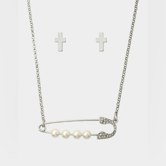 BETSEY JOHNSON Safety Pin Necklace and Earring Jewelry Set NWT - Picture 5 of 5